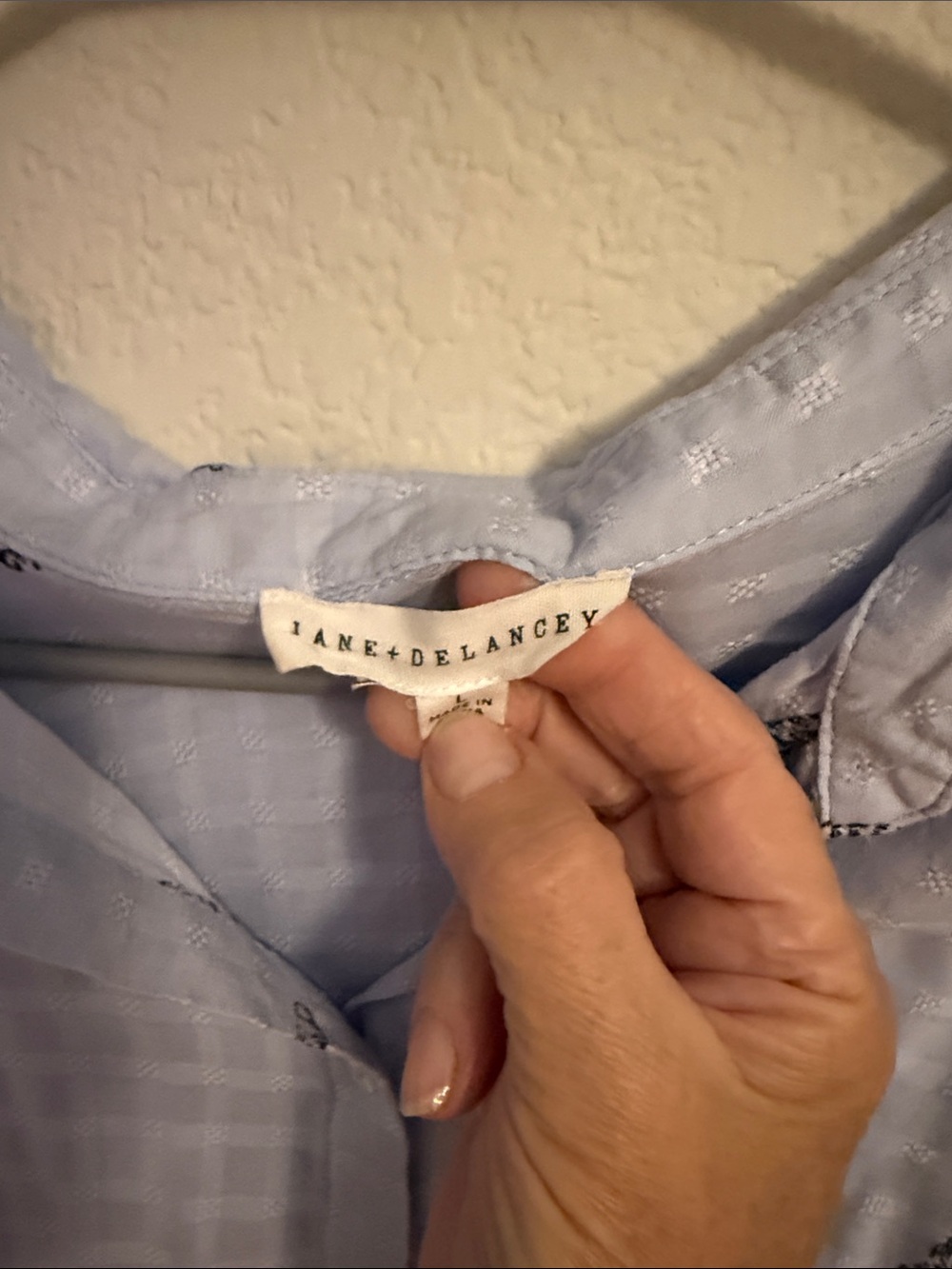 Jane and Delancey Light Blue Cat Print Button Front Blouse - Picture 2 of 3